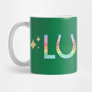 Pastel Rainbow Lucky Horseshoe w/ Sparkles Mug